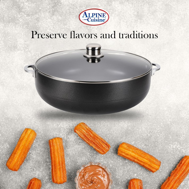 Alpine Cuisine Non-Stick Dutch Oven 11 Quart with Glass Lid