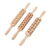 3Pcs Wooden Embossed Rolling Pin Cute Christmas Pattern Engraved Embossing