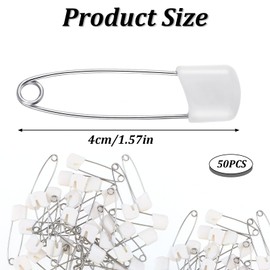 Giantree 50 Pcs Safety Pins, Traditional & Diaper Pins Stainless Steel with Locking Closures (4CM)