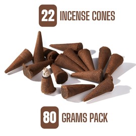 Natural Sandalwood Incense Cones, 22 Pieces, 80g Pack, Long Burning, Sandalwood Incense Dhoop Cones, Chemical Free by Hashcart