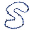 Avalaya Inky Blue Shell Nuggets/Glass Crystal Bead Long Necklace/114cm L