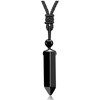 Top Plaza Black Obsidian Healing Crystal Stone Necklaces for Men
