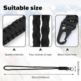 Lusofie 2Pcs Keychain Lanyard Heavy Duty Paracord Lanyard Neck Braided Wrist Lanyard Paracord Neck Lanyard for Keys ID Badges, Black, Red, One size