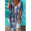 Women's Beach Hawaii Flowy Dress Kimono Cardigans Summer Bikini Coverups(04-Blue