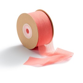 CHUQING Pink Ribbon, Gift Ribbon Chiffon Rose Red 3.8 cm x 22.8 m Chiffon Ribbon Festival Ribbons Decorative Ribbon for Wedding, Gift Ribbon