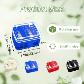 6 Pcs Plastic Makeup Pencil Sharpener, Hand Eyeliner Lip Liner Pencil Sharpener, Dual Hole Sharpener Cosmetic Manual Tools for Lip Liner, Eyebrow Pencil, Eyeliner (4 Colors)