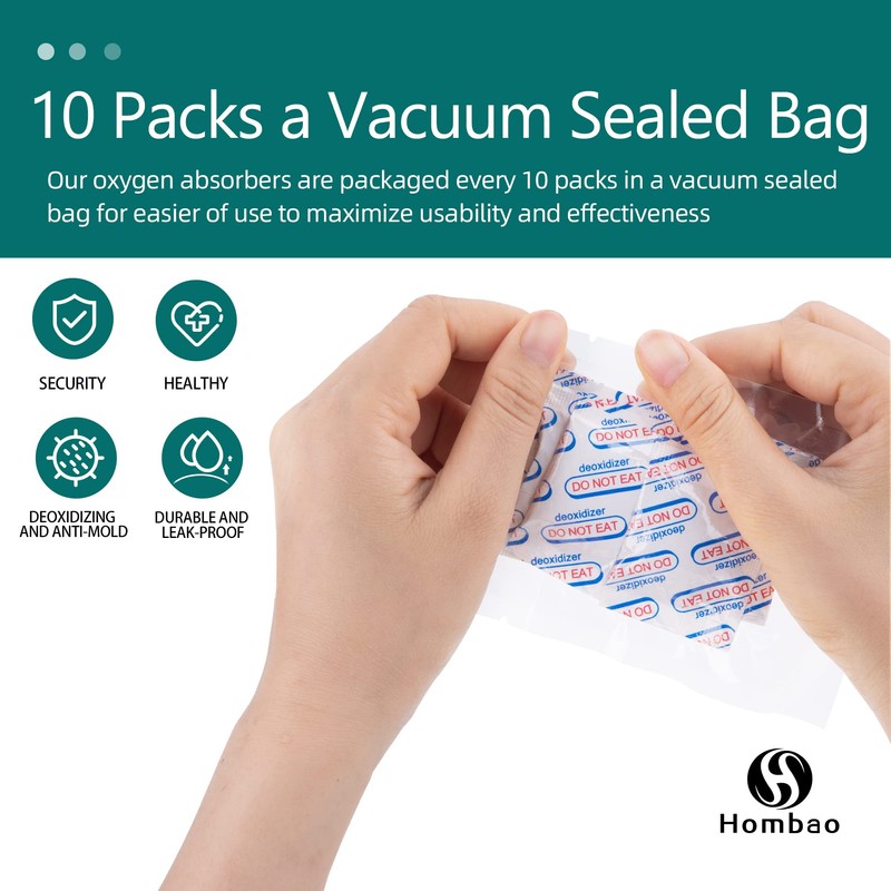 Hombao 200 Packs 100CC Food Grade Oxygen Absorbers (10 Packs