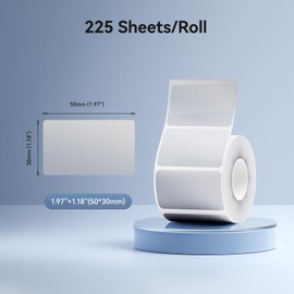 NIIMBOT M2 Thermal Transfer Labels 1.97''x1.18'', Only for M2 Label Maker, PET Material, Waterproof and High-Temperature Resistance, Long Storage Time, Silver Label Tape(50x30mm-225)