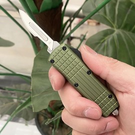 Caressolove Automatic Utility Knife Push Button, EDC Pocket Boxcutters With Clip, Double Action Auto Retractable Scalpel, Small Safety Box Cutter, Replaceable Razor Blade Exact Knives for Craftsman