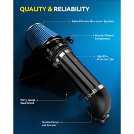 PHILTOP 4" Cold Air Intake Kit System + Heat Shield Compatible with Chrysler 300 2006-2010, Dodge Challenger 2009-2010, Charger 2006-2008, Magnum 2007-2008, V8 5.7L 6.1L, High Performance, Red