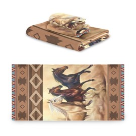 PATINISA Boho Bath Towels Set of 3,Azetc Ethnic Style Western Horse,Decoractive Bathroom Towels Set 1 Bath Towel,1 Hand Towel,1 Washcloth,Soft Shower Towels for Bathroom Beach Gym Spa