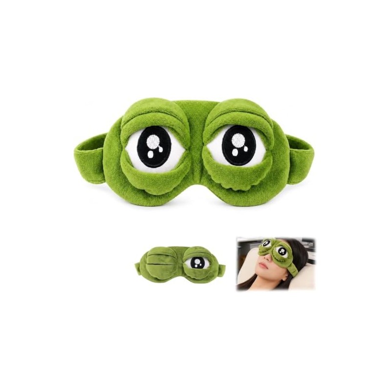 3D Frog Sleep Mask, Funny Plush Frog Sleeping Eye Mask,