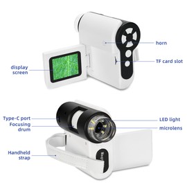 Pocket Microscope for Kids Portable Single Lens Microscope 2.0'' LED Screen 1000 Times Magnification Support Photo and Video Record Toy  STEM Educational Toys Indoor and Outdoor Christmas Birthday Gift for Kids
