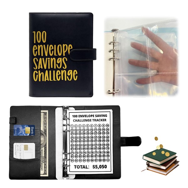 XQMMGO 100 Envelopes Money Saving Challenge Money Book A5 Money