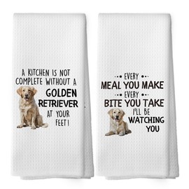 XPH Funny Golden Retriever Gifts Kitchen Dish Towel Set of 2, Animal Lovers Gift for Women Mom Dog, Doggy Pet Puppy Decor Hand Towels Kitchen Bathroom Tea Towels Decorations, 16x24inch