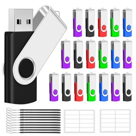 AreTop 20 Pack 8GB USB Flash Drives Bulk of 2.0 Thumb Drives Pack 8GB USB Drive Bulk Zip Drive Memory Stick with Lanyard for Storage and Backup (Mixed Colors 20pcs)