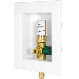 EFIELD Pex Ice Maker Outlet Box, 1/2-Inch Pex F1960 Expansion Fitting Connection with Installed 1/4-Turn Ball Valve, White, with Copper Arrestor,(IM008)