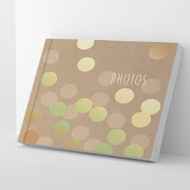 KARRMA | Photo Album with 200 Photo pockets Suitable for photos size 6" x 4" (15cm x 10cm) Memo Section a Stiff Backed Padded Cover Inside Contains Slip in Pockets - Kraft Gold Spots