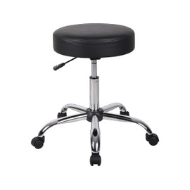 Boss Office Products Antimicrobial Vinyl Medical Spa Stool in Black