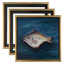 Cardinali Renewal Core Floater Canvas Frame - 1-1/2" Deep Gallery Presentation Frames with Floating Effect for Canvas Art - Antique Gold, Set of 3-8 x 8 Inch Floater Frames