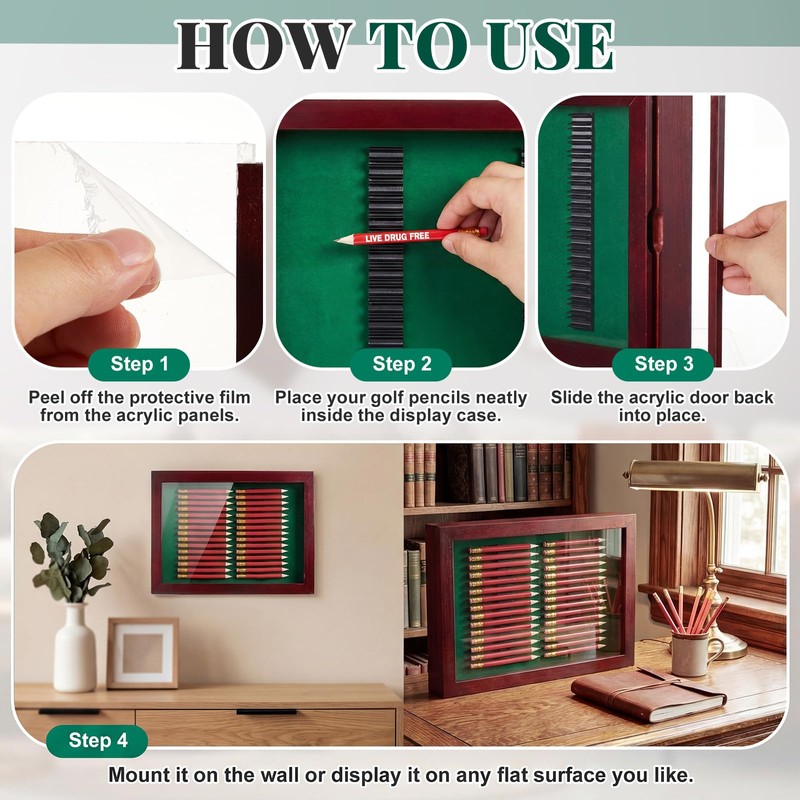 BrightRow Golf Pencil Display Case Holds 32 Round or Hexagonal