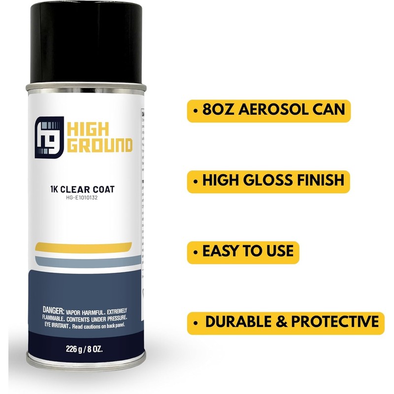 HIGH GROUND 1K Clear Coat Automotive Aerosol Can 8 oz