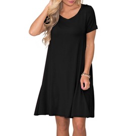 lionstill Women's Summer Casual T Shirt Dresses Swing Dress Black M