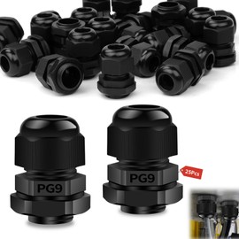 Ziamzra Cable Gland IP68 Waterproof PG9 Screw Connection with Seals Adjustable Cable Glands Cable Strain Relief for Junction Box Switch Box Outdoor Garden Pack of 25