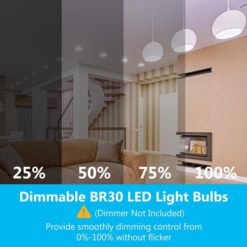 DAYBETTER 12Pack BR30 LED Light Bulbs Indoor Flood Light 65W