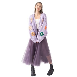 CHICWISH Women's Purple Layered Mesh Ballet Prom Party Tulle Tutu A-line Maxi Skirt, Small/Medium