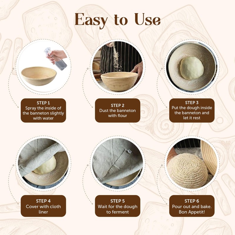 ABIOTO Bread Proofing Baskets for Sourdough Bread Baking - Set
