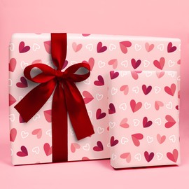 Big Dot of Happiness Pink and Red Hearts Valentine's Day Gift Wrapping Paper Roll, Anniversary Wrapping Paper, Cute Hearts Galentine's Gift Wrapping for Happy Valentine's Day, 24 in x 7 feet, 1 Roll