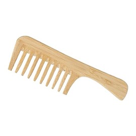 Peine de bambú de dientes anchos, antiestático, ligero y resistente. Peina fácilmente el cabello y la barba. Ideal para el cuidado del cabello, el hogar y los viajes.