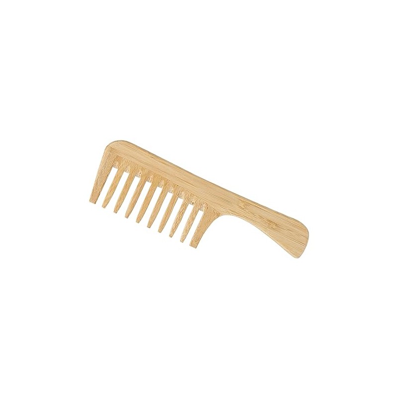 Peine de bambú de dientes anchos, antiestático, ligero y resistente.