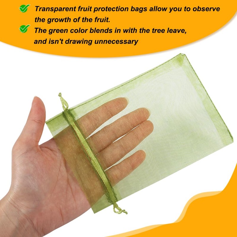 Shintop 100Pcs Fruit Protection Bags, 4x6 Inch Green Strawberry Netting