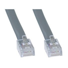 QualConnect Telephone Cord (Data), RJ45, Silver Satin, Straight, 25 ft