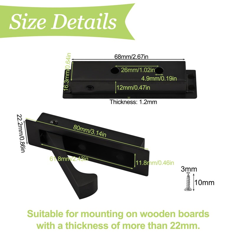 UFURMATE Flush Mount Door Pull, Stainless Steel Pocket Door Handle