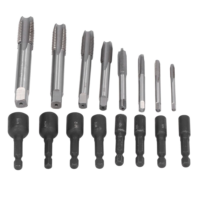 16Pcs Tap Socket Set Machine Lengthened Tapping Chuck 1/4in Hex