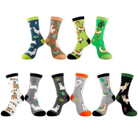 Belloxis Women's Socks 39-42 Cotton Motif Socks Cuddly Socks Calf Socks, Multi-coloured llama