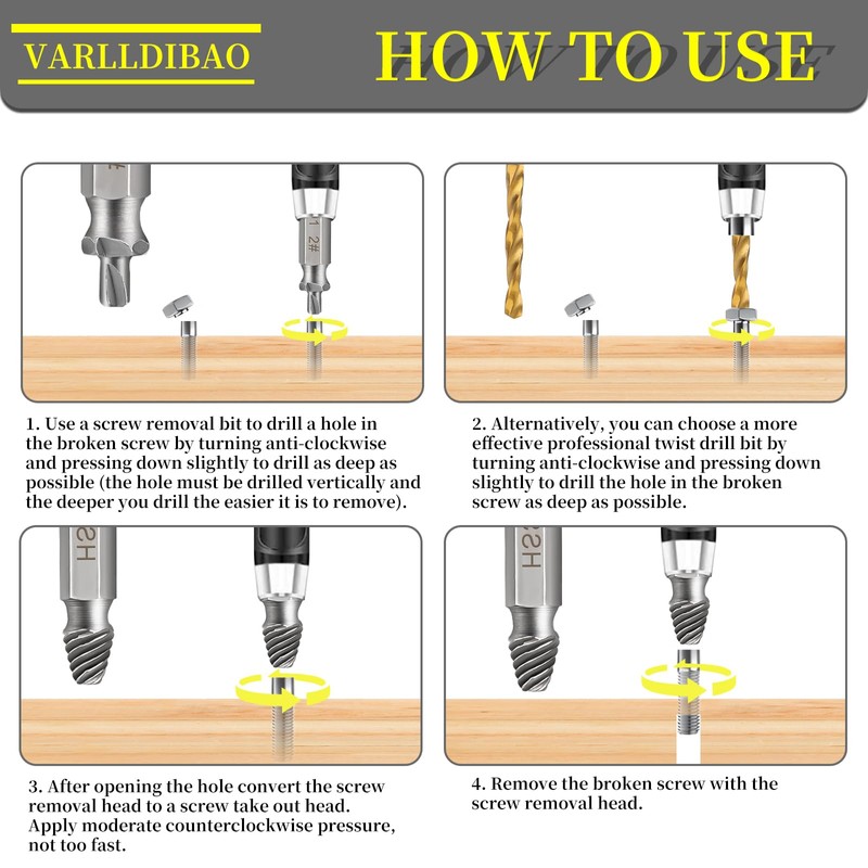 Varlldibao Gift for Man-10 PCS Damaged Screw Extractor Set,6 PCS