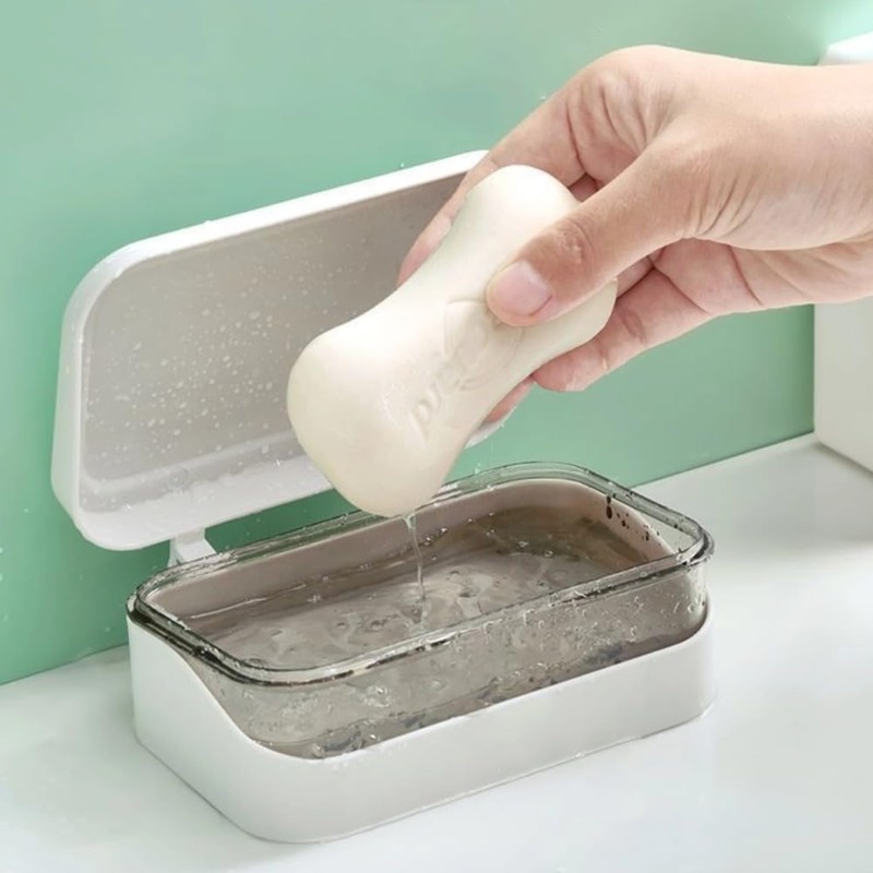 Itisyou Soap Box Portable Soap Case with Lid and Drainer,