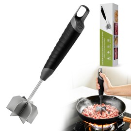 304 Stainless Steel Meat Chopper & Meat Masher, Coinicxcel 10.8 Inch Heat Resistant Ground Beef Masher with Ergonomic Thumb Rest & Anti-Slip Handle for Ground Meat and Hamburger, Dishwasher Safe