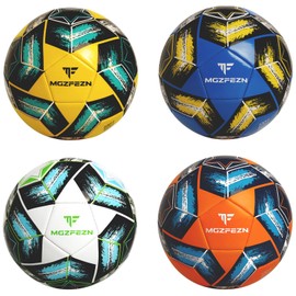 MGZFEZN 4 Pack Soccer Ball Size 5 for Youth and Adults, Outdoor and Indoor Training Practice Soccer Ball for School Sports Game with 1 Pump 1 Net Bag and 1 Gift Box