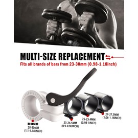 ZY-HUAN Mini Barbell Clips 1 inch I Multi-Size Adjustable Barbell Collar I 1 inch Barbell ClampsIQuick Release Weight Clips Pair of Locking for Dumbbell Bar(Black+White)