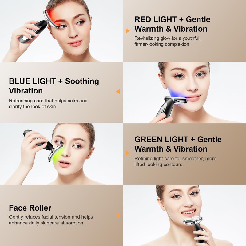 Red Light for Face and Neck, 7-in-1 Face Massager Tool