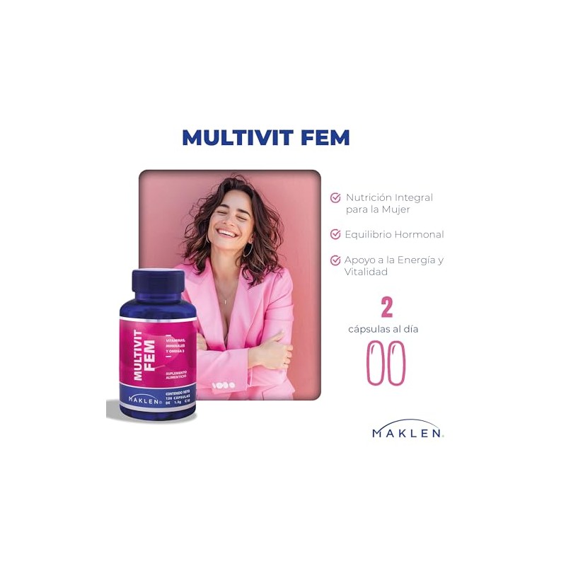 FEM MULTIVIT - Maklen Multivitaminico para Mujer con Omega 3