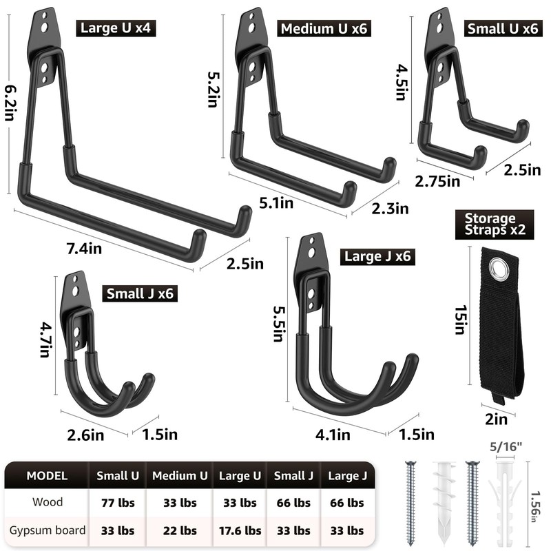YouthZeal 30 Pack Garage Hooks, Heavy Duty Steel Wall Mount
