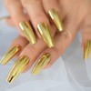 Coffin Medium Uv Gel Reusable Fingernails Glossy Soild Color Golden