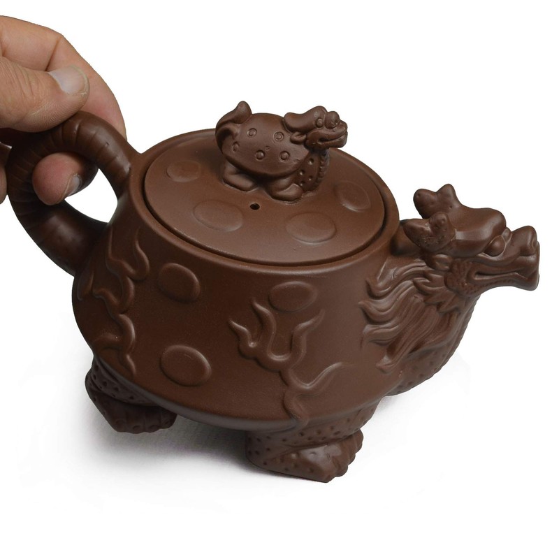 Teapot Chinese Dragon Turtle Auspicious Zisha Clay Gongfu Teapots for
