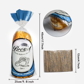 Lesibag - Bolsas de Plástico Con Lazos Giratorios, 100 Paquetes Transparentes Para Pan, Donut, Magdalena, Bagel - 18 x 8 x 3 Pulgadas (Azul)